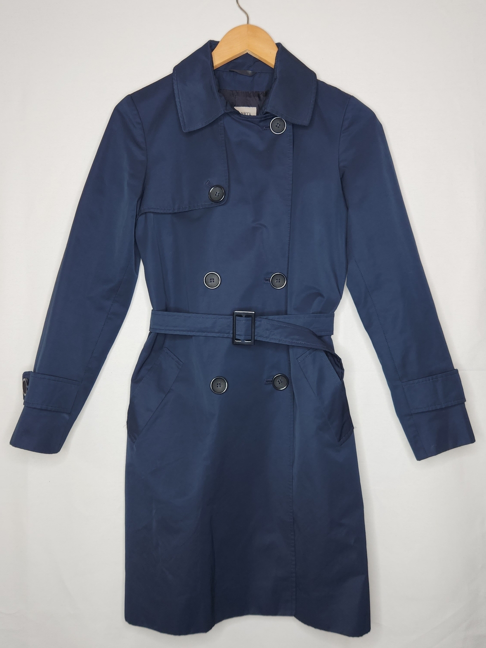 Cinzia Rocca Icons Navy Double-Breasted Trench Coat